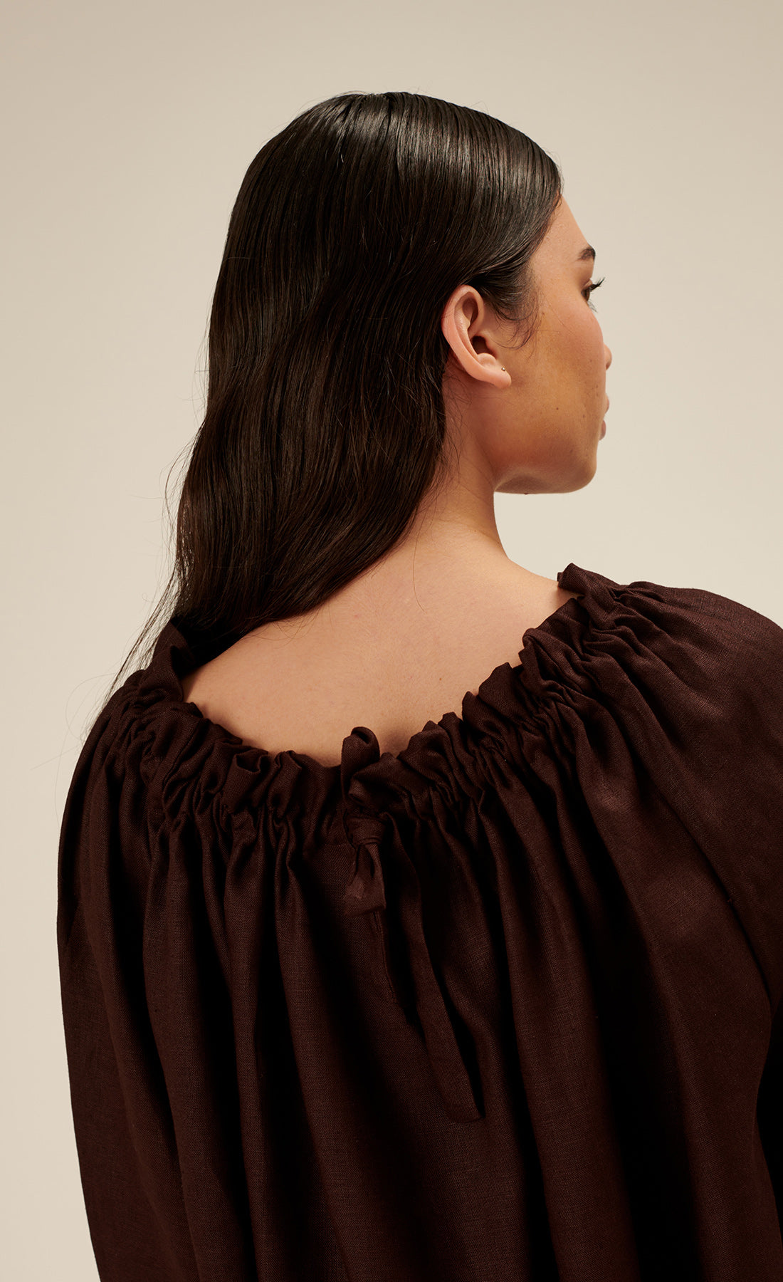 Junie Linen Blouse - Chocolate