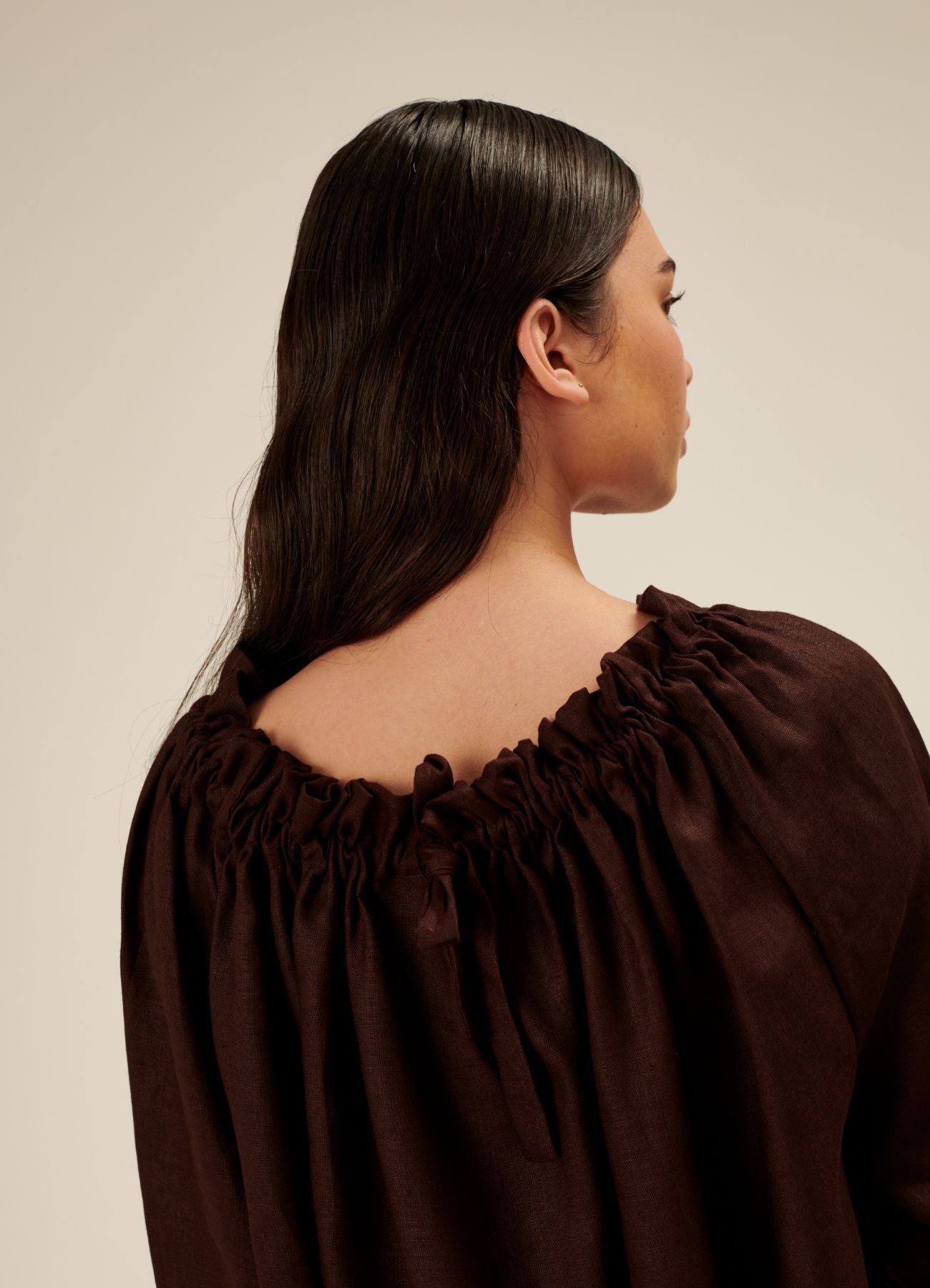Florence Linen Mini Dress - Chocolate