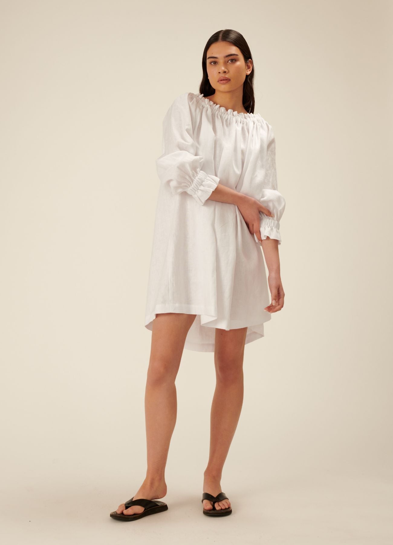 H&m white clearance linen dress