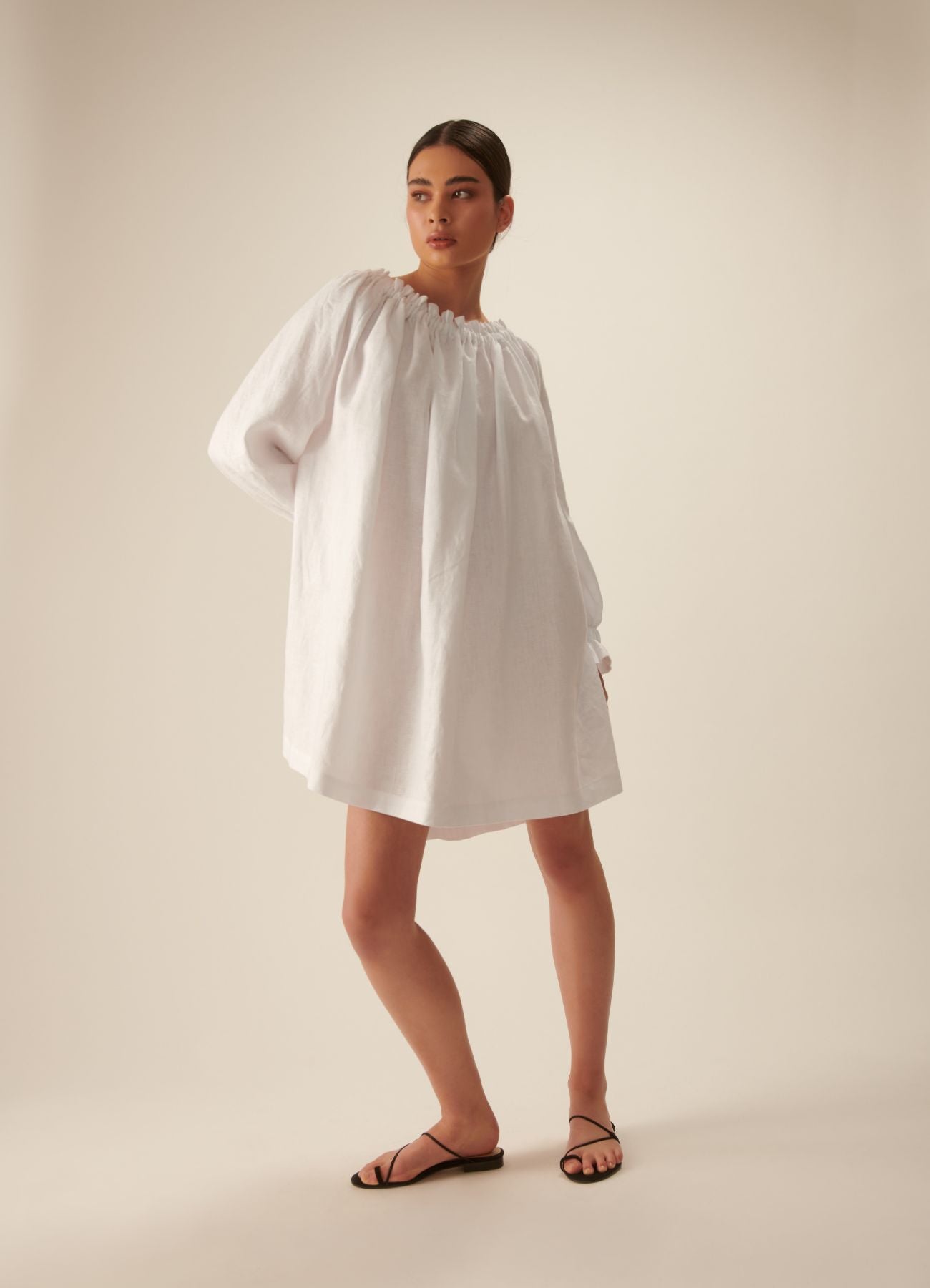 Florence Linen Mini Dress - White